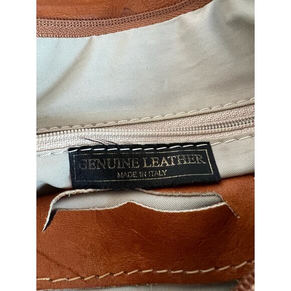 Vera Pelle Leather Cognac Brown Crossbody Shoulder Purse  Bag - Picture 13 of 15